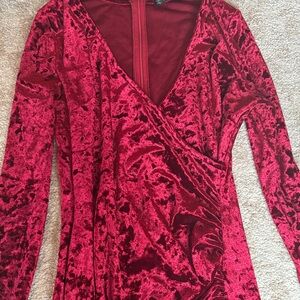 SHEIN Red Velvet Wrap Dress